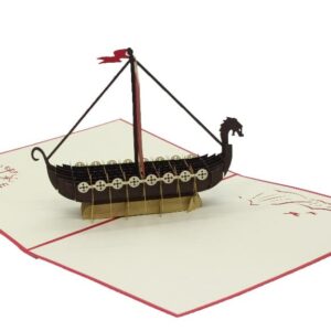 3D Ship Pop Up Card, Warrior Viking Ship 3D Pop Up Card for Father's Day, Retirement Card, Birthday Gift for Him, Card for Dad, Husband, Brother, Son, Grandpa, Male Colleague, S03