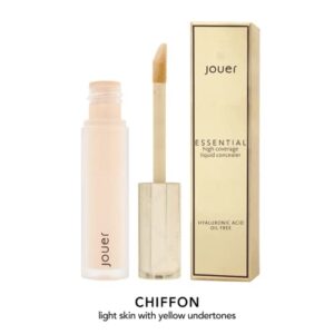 Jouer Essential High Coverage Liquid Concealer - Soft Matte Finish - 25 Shades - Healthy Ingredients - Paraben, Gluten & Cruelty Free - Vegan Friendly,Amber- Dark Skin with Golden Undertones