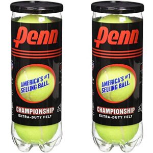 penn championship – extra duty felt pressurized tennis balls – (2 cans, 6 balls)