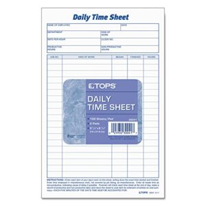 TOPS 30041 Daily Time Sheets, 6-Inch x9-1/2-Inch, 100 Sheets/Pad, 2PD/PK, White