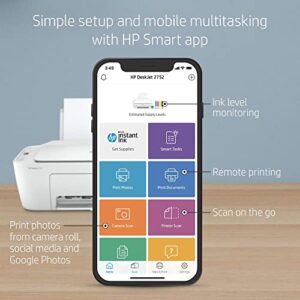HP DeskJet 2752 Wireless All-in-One Color Inkjet Printer, Scan and Copy with Mobile Printing, 8RK11A (Renewed)