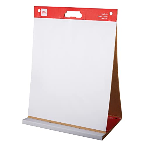 Office Depot® Brand Easel Pad, 20" x 23", Tabletop with Built-In Stand, 25 Sheets, 30% Recycled, White