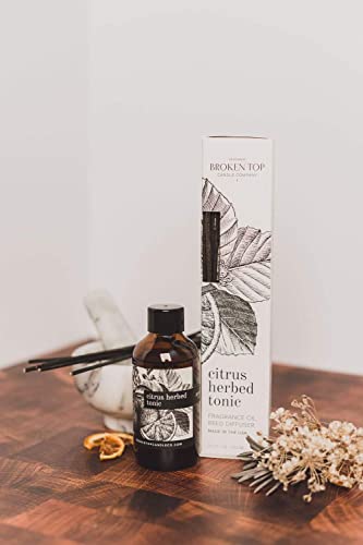 BROKEN TOP Natural Reed Diffuser Set. Citrus & Oakmoss. Reed Diffusers for Bedroom, Living Room, Office. Long Lasting Fragrance Diffuser. No Parabens & Phthalates - Citrus Herbed Tonic, 3.5 fl.oz