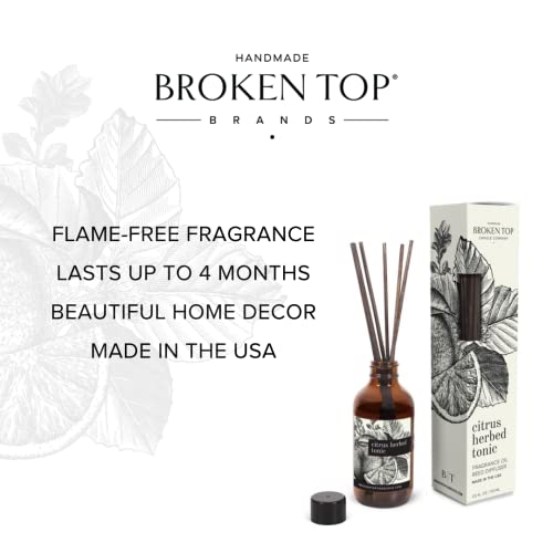 BROKEN TOP Natural Reed Diffuser Set. Citrus & Oakmoss. Reed Diffusers for Bedroom, Living Room, Office. Long Lasting Fragrance Diffuser. No Parabens & Phthalates - Citrus Herbed Tonic, 3.5 fl.oz