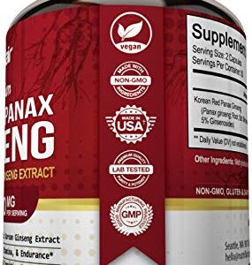 NutriFlair Korean Red Panax Ginseng 1600mg, 120 Vegan Capsules - High Potency Ginseng Root 5% Ginsenosides Extract Powder Supplement - Energy, Focus, Vigor, Performance Pills for Women & Men, Non-GMO