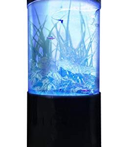 Penn-Plax Water World Luxury Large Cylinder Acrylic Aquarium with Built-in Stand and Storage Top – 360° View – Great for Freshwater and Saltwater Fish – 53 Gallons