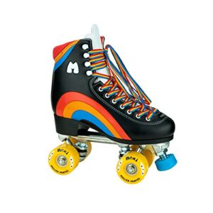 moxi skates – rainbow rider – fun and fashionable womens roller skates | asphalt black | size 10