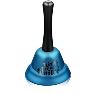 Hand Bell Loud Dinner Bell Service Bell 5.3 Inch Metal Call Bell Hand Bells Classroom Bell for Schools,Offices,Reception,Hotels (BLUE)