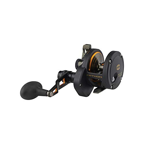 PENN Fishing Penn Fathom Lever Drag 2 Speed Conventional Fishing Reel, Black Gold, 15XN (FTH15XNLD2)