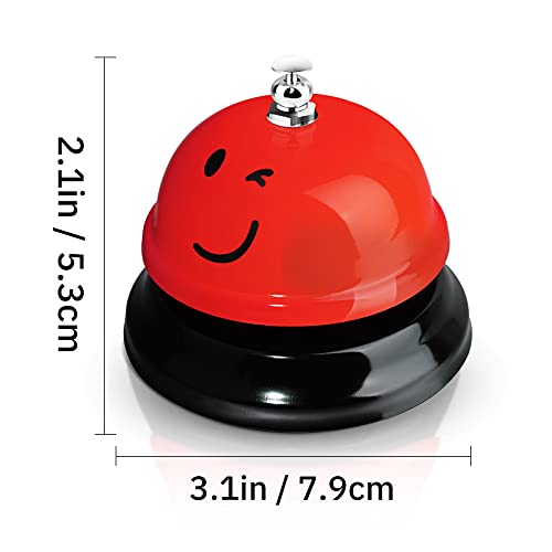 3 Pieces Desk Bell for Service, Smile Face Call Bell, Desk Bell 3 Inch Diameter, Call Bells with Metal Anti-Rust Construction,Front Desk Bell for Hotel, Restaurant, Office, Schools (Red, Yellow, Blue)