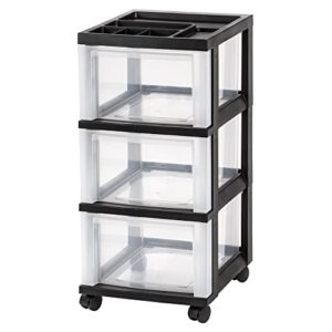 office depot medium plastic storage cart, 3 drawers, 26 1/5in.h x 12 1/10in.w x 14 3/10in.d, black, 116811