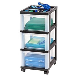 Office Depot Medium Plastic Storage Cart, 3 Drawers, 26 1/5in.H x 12 1/10in.W x 14 3/10in.D, Black, 116811