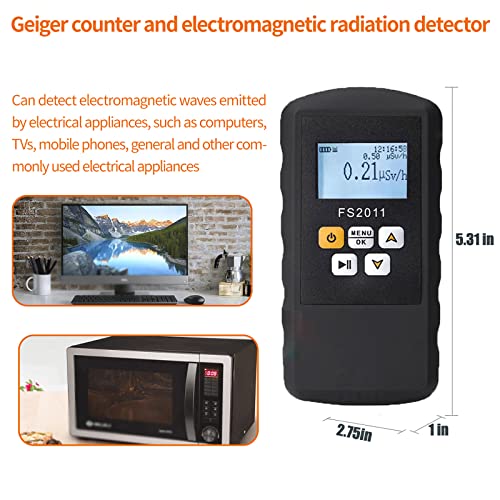 GOYOJO Geiger Counter Nuclear Radiation Detector Radiation Dose Alarm Multi-Function Marble Radioactive X-Rays γ-Rays Hard β-Rays Alarm Device Dosimeter High Sensitivity Personal Home use Dosimeter