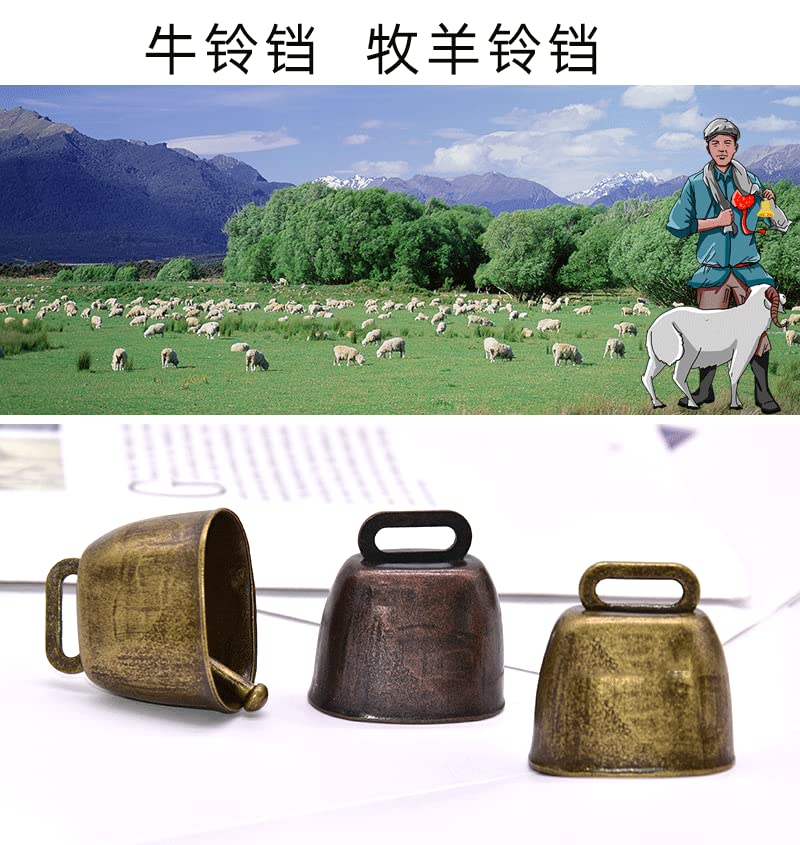 3Pcs Cattle Farm Animal Copper Super Loud Bronze Bell Cow Horse Sheep Grazing Copper Bells Metal Pet Bells Bronze Bell (Red Copper)