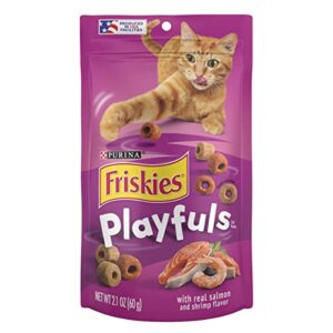 friskies purina playfuls with salmon and shrimp flavor cat treats – (10) 2.1 oz. pouches