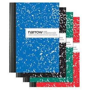 office depot mini marble composition books, 3 1/4in x 4 1/2in, narrow ruled, 80 sheets, assorted colors (no color choice), pk of 4, 4170736