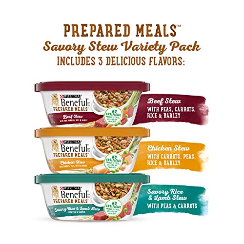 Purina Beneful High Protein, Gravy Wet Dog Food Variety Pack, Prepared Meals Stew - (2 Packs of 6) 10 oz. Tubs