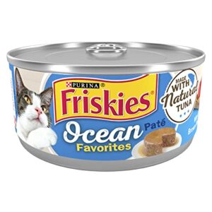 friskies purina wet cat food pate ocean favorites with natural tuna, brown rice and peas – (24) 5.5 oz. cans
