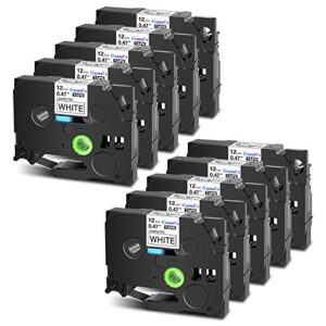 superink 10 pack compatible for brother tz tze231 tze-231 tz-231 black on white laminated label tape for pt-d210 pt-h100 ptd400ad pt-p700 ptd600 pt-1230pc p-touch label maker 12mm (1/2”)x 8m (26.2ft)