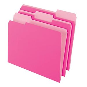 office depot two-tone color file folders, 1/3 tab cut, letter size, pink, box of 100, od152 1/3 pin