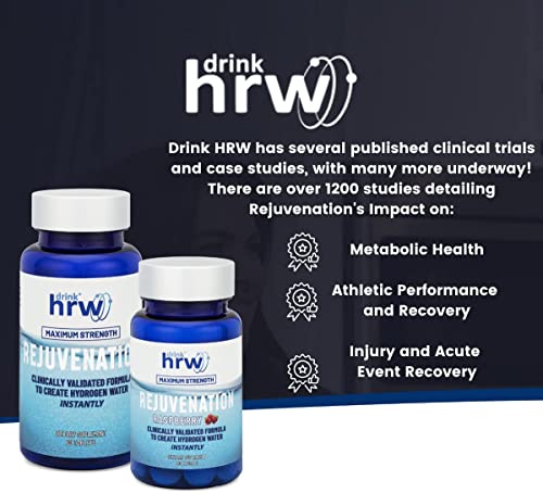 DrinkHRW Rejuvenation Hydrogen Water Tablets Clinically Shown to Increase Alertness and Improve Fitness Recovery Maximum Strength Highest Delivering Dose of Molecular Hydrogen (Raspberry 60 Tablets)