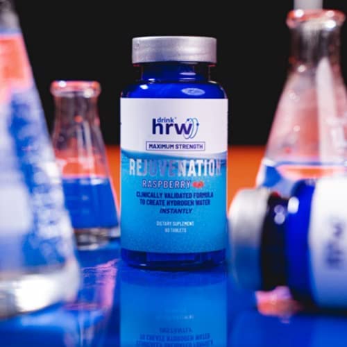 DrinkHRW Rejuvenation Hydrogen Water Tablets Clinically Shown to Increase Alertness and Improve Fitness Recovery Maximum Strength Highest Delivering Dose of Molecular Hydrogen (Raspberry 60 Tablets)