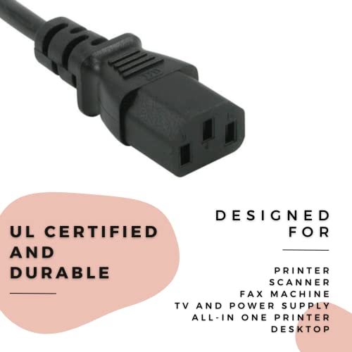 DIGITMON 3FT Long AC Power Cord Compatible with for Brother MFC-7860DW MFC-9970CDW MFC-9130CW MFC-9340CDW MFC-L5700DW MFC-L5800DW