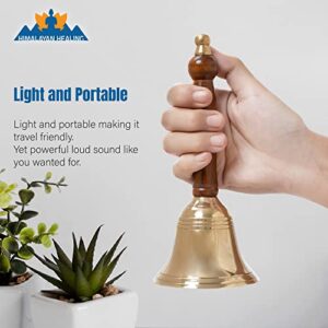 Versatile Brass Hand Bell - 3.12 Inch Diameter, 7 Inch Height, Perfect for Weddings,Games, Schools, Reception Desks and Religious Ceremonies, and Events - Handcrafted in India