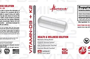 Metabolic Nutrition Vitamin D3 + K2, Bone and Heart Health Formula, Immune Support, 90 Veggie Caps Max Dose