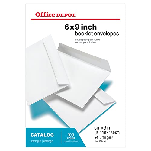 Office Depot Booklet Envelopes, 6in. x 9in., White, Box Of 100, 77326