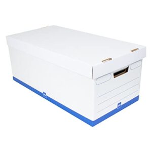 office depot® brand medium quick set up corrugated storage boxes, letter size, 24″ x 12″ x 10″, 60% recycled, white/blue