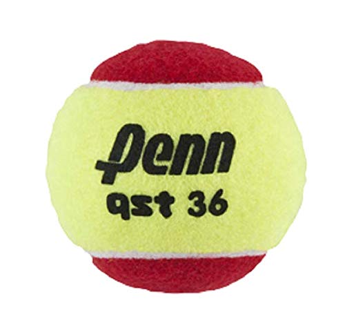 Penn QST 36 Tennis Balls - Youth Felt Red Tennis Balls for Beginners, 12 Ball Polybag