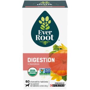 EverRoot Organic Dog Supplement by Purina, Digestion Chewable Tablet with Pumpkin for Dogs - 4.23 oz. Canister