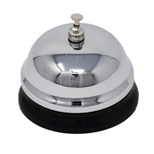 Compact Hotel Style Call Bell. Service Bell in Silver Finish with Black Base - by Home-X