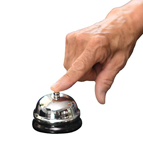 Compact Hotel Style Call Bell. Service Bell in Silver Finish with Black Base - by Home-X