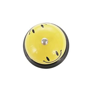 1 Pack Call Bell, Desk Service Bell, 3.35 Inch Diameter Metal Bell for Hotels, Schools, Pet Dog Training(Yellow, Smile)
