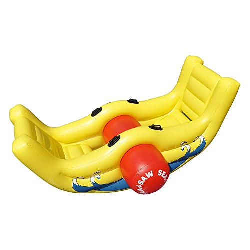 Swimline 9058 Giant Inflatable Sea-Saw Water Rocker 2 Person Swimming Pool Float with Built-in Handles for Kids and Adults, Yellow (2 Pack)