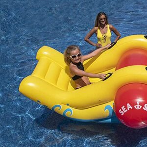 Swimline 9058 Giant Inflatable Sea-Saw Water Rocker 2 Person Swimming Pool Float with Built-in Handles for Kids and Adults, Yellow (2 Pack)