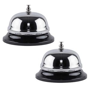 2 pack call bell front desk 3.35 inch silver metal anti-rust ringing service bell, for hotels, offices, pet dog training, schools, reception, restaurants, warehouses, elderly and kids hospitals