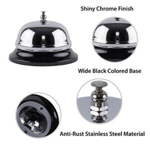 2 Pack Call Bell Front Desk 3.35 inch Silver Metal Anti-Rust Ringing Service Bell, for Hotels, Offices, Pet Dog Training, Schools, Reception, Restaurants, Warehouses, Elderly and Kids Hospitals