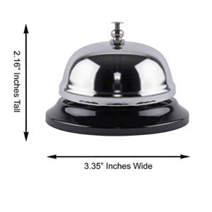 2 Pack Call Bell Front Desk 3.35 inch Silver Metal Anti-Rust Ringing Service Bell, for Hotels, Offices, Pet Dog Training, Schools, Reception, Restaurants, Warehouses, Elderly and Kids Hospitals