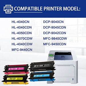 NUCALA Compatible TN115BK TN115C TN115M TN115Y TN115 TN-115 Toner Cartridge Replacement for Brother MFC-9440CN MFC-9840CDW HL-4040CN HL-4040CDN DCP-9045CDN DCP-9042CD Printer (5-Pack, 2BK+1C+1M+1Y )