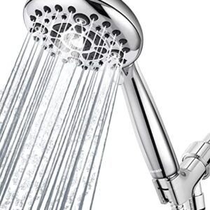 DAKINGS 6 Modes High Flow Handheld Shower Head Set Upgraded 5 Inch Shower Heads with Handheld Spray with Premium Chrome Hand Held Showerhead 60 Inch Stainless Steel Hose for Low Water Pressure