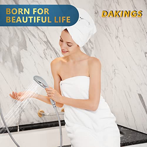 DAKINGS 6 Modes High Flow Handheld Shower Head Set Upgraded 5 Inch Shower Heads with Handheld Spray with Premium Chrome Hand Held Showerhead 60 Inch Stainless Steel Hose for Low Water Pressure