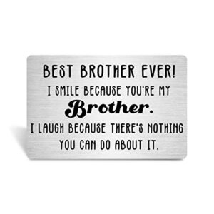 best brother ever wallet card gift, funny brother i smile because you’re my brother metal wallet insert card gifts for wedding birthday christmas
