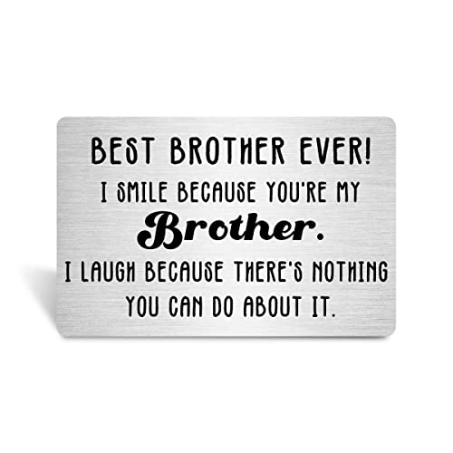 Best Brother ever Wallet Card Gift, Funny Brother I Smile Because You're My Brother Metal Wallet Insert Card Gifts for Wedding Birthday Christmas