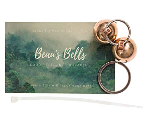 2 Extra Loud Cat & Dog Bells | Pet Tracker | Save Birds & Wildlife | Luxury Handmade Copper | Beau's Bells (Medium)