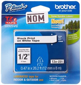 brother laminated black on white tape (tze231) (3 pack)