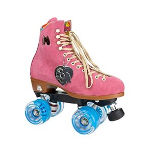 moxi skates – malibu barbie limited edition – fun and fashionable womens quad roller skate | strawberry pink | size 8