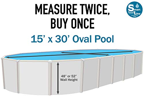 Smartline Caribbean 15-Foot-by-30-Foot Oval Overlap Liner | 48-to-52-Inch Wall Height | 25 Gauge Virgin Vinyl | Designed for Steel Sided Above-Ground Swimming Pools | Universal Gasket Kit Included